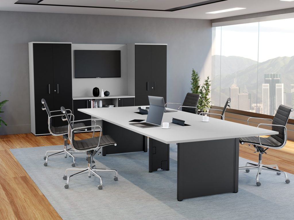 Os 6 melhores modelos de mesas para escritório 11 Mesa grande para escritório, ótima para reuniões de equipes grandes.