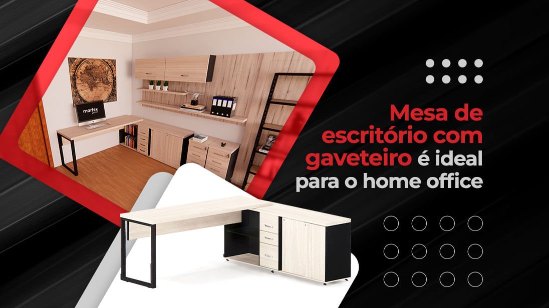 Mesa de escritório com gaveteiro