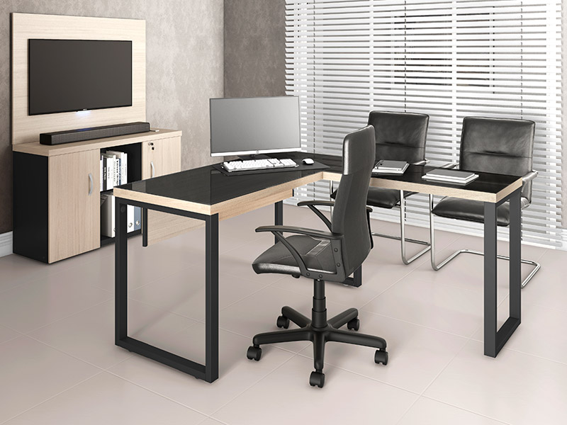 Tampo de vidro para mesa de trabalho: uma peça funcional - veja 4 aplicações de uso. 4 23 Ambiente PE40 TUB tampo vidro Nog Preto 2 - Tampo de vidro para mesa de trabalho: uma peça funcional - veja 4 aplicações de uso.