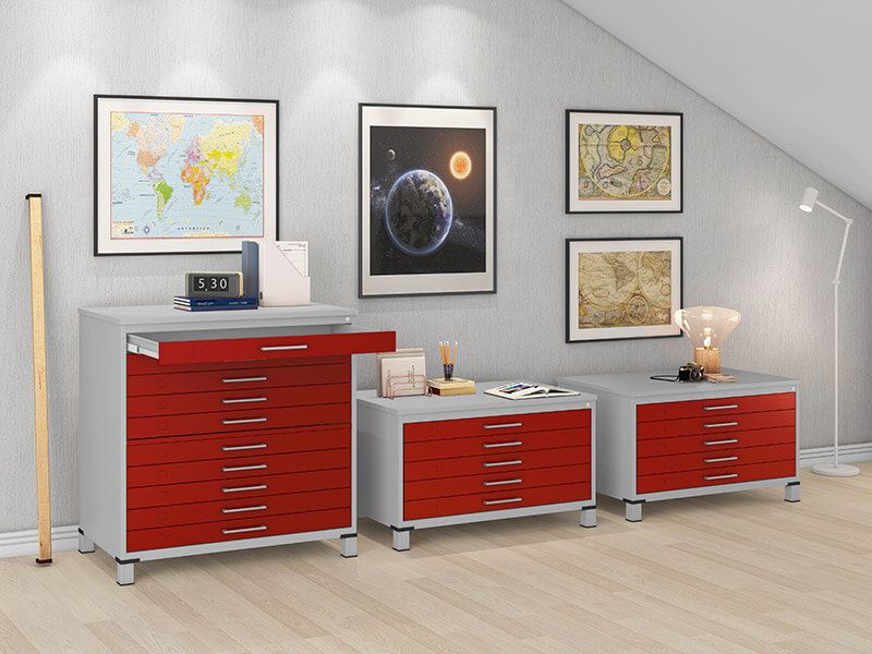 Móveis de aço: o equilíbrio perfeito entre a resistência e o design sofisticado no ambiente corporativo 1 Mapotecas em Aço - Lojas Martex